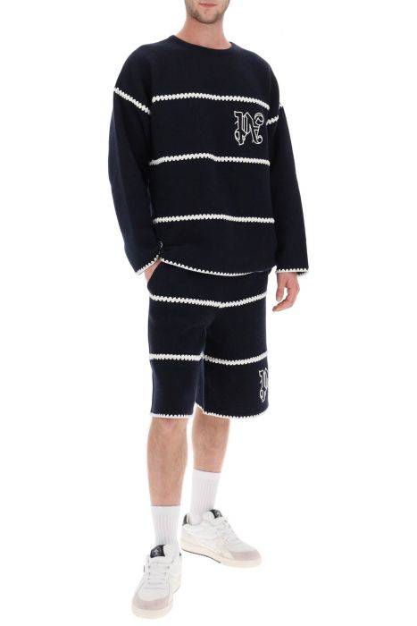 palm angels wool knit shorts with contrasting trims
