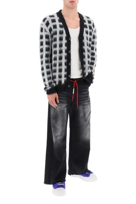 marni brushed-yarn cardigan with check pattern