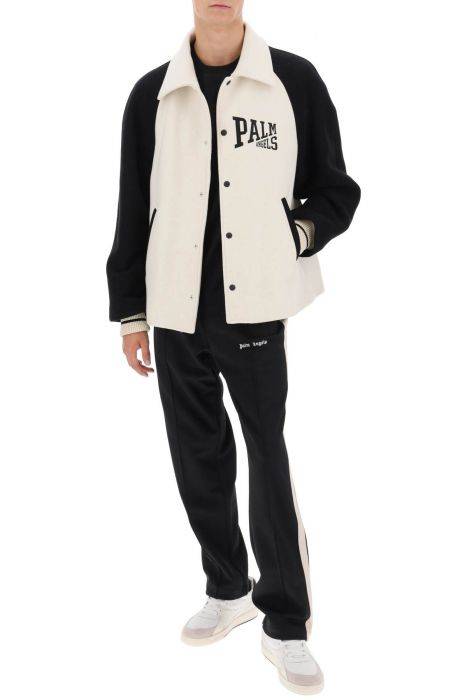 palm angels wool varsity jacket with embroidery