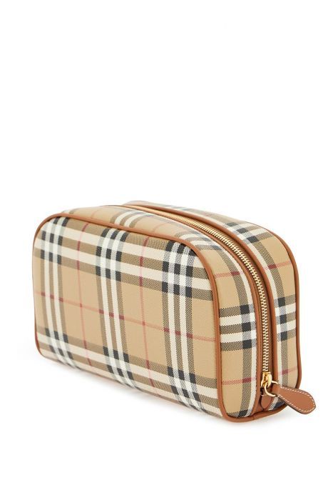 burberry beauty case in ecopelle con motivo tartan