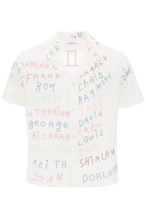 bode familial bowling shirt with lettering embroideries