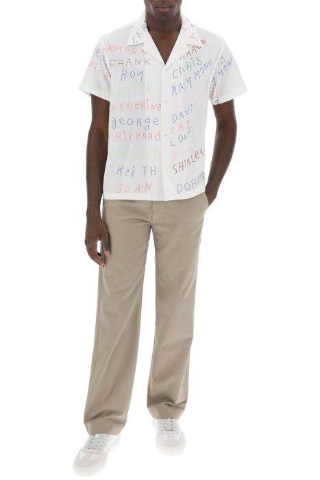 bode camicia bowling con ricami lettering familial