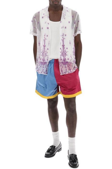 bode lavandula bowling shirt in embroidered tulle