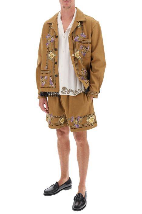 bode autumn royal overshirt with embroideries and beadworks