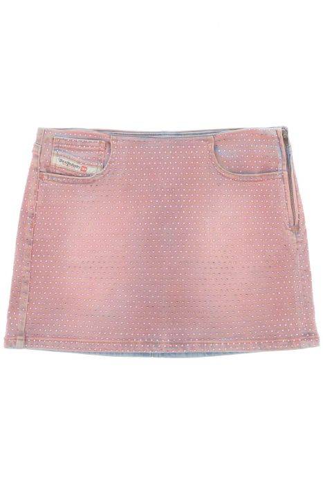 diesel de-pra-mini-fsd1 denim mini skirt with rhinestones
