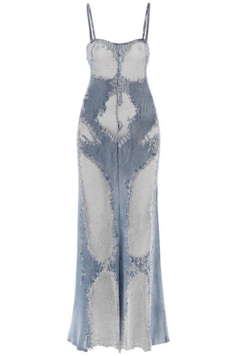 diesel claudia maxi dress in rhinestone burnout jersey