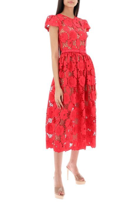 self portrait 'poppy' midi dress in 3d floral lace