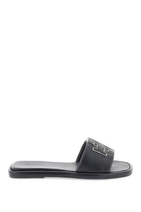 tory burch double t leather slides