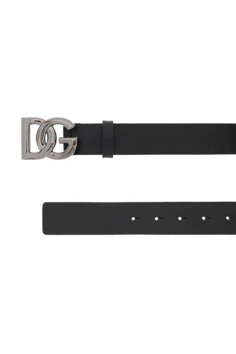 dolce & gabbana lux leather belt with crossed dg logo