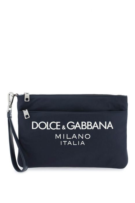 dolce & gabbana nylon pouch with rubberized logo