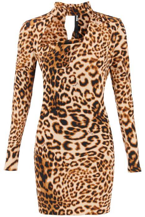 rotate leopard printed jersey mini dress