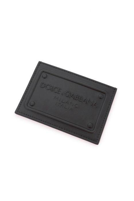 dolce & gabbana embossed logo leather cardholder