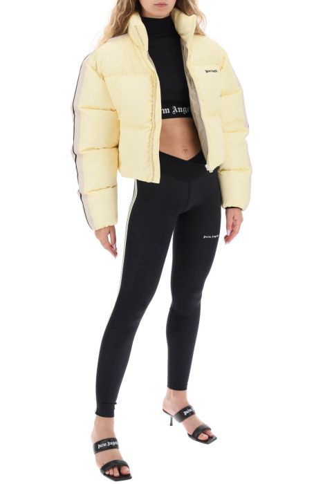 palm angels cropped puffer jacket with bands on sleeves