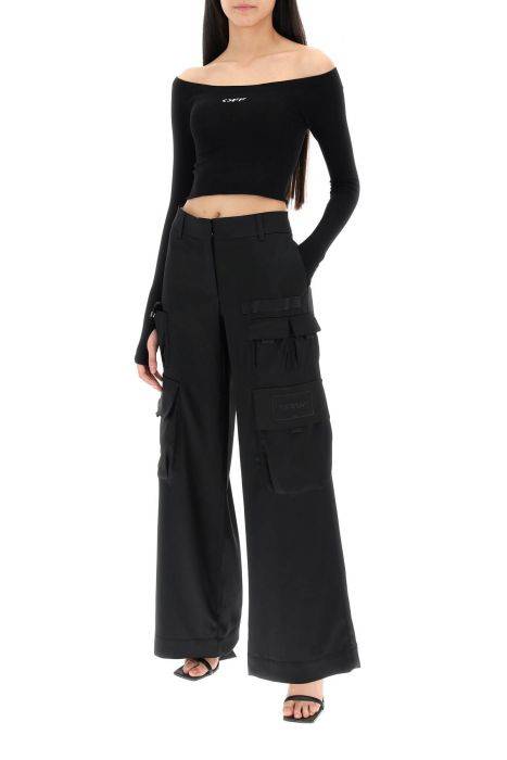 off-white toybox cargo pants in satin