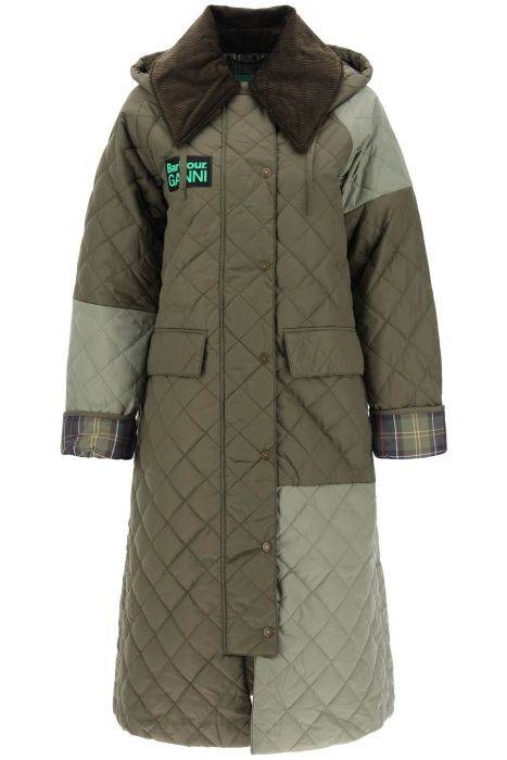 barbour x ganni burghley quilted trench coat