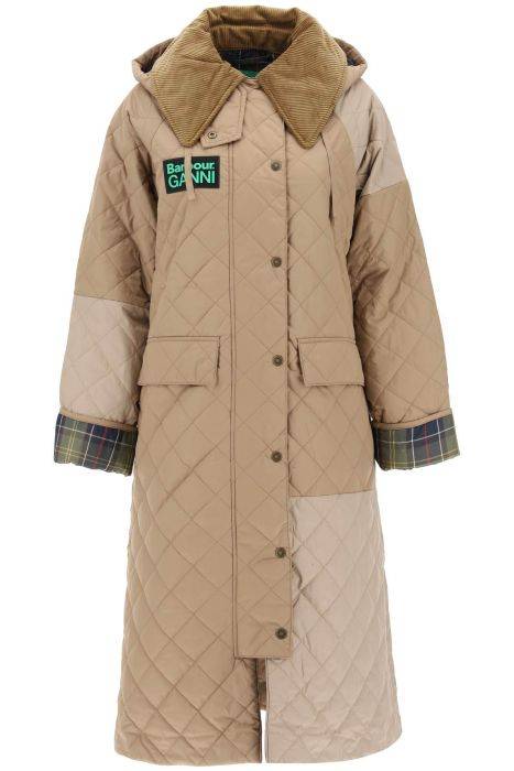 barbour x ganni trench trapuntato burghley