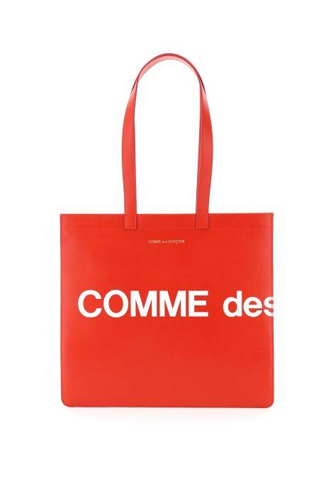 comme des garcons wallet leather tote bag with logo