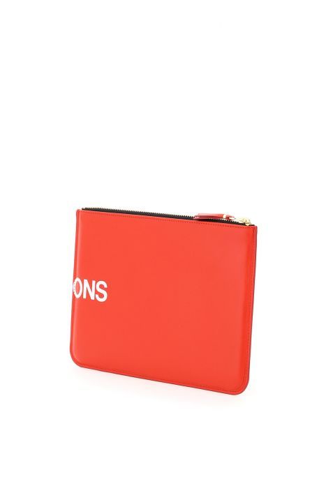 comme des garcons wallet pouch in pelle con logo