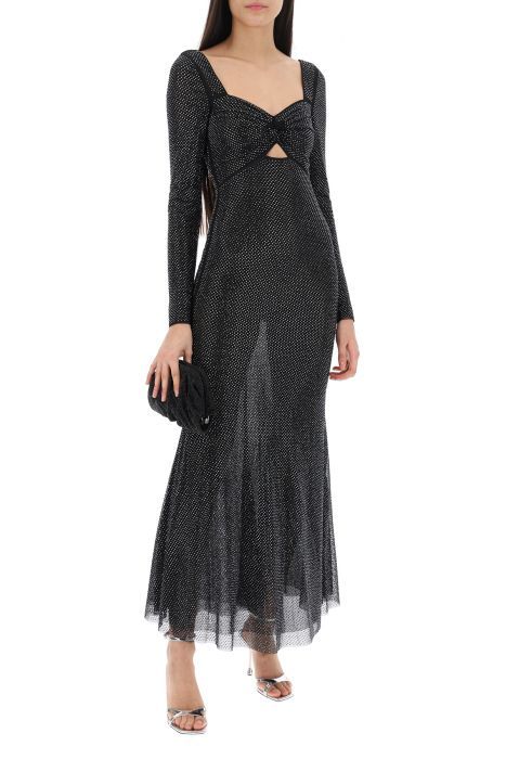 self portrait maxi dress in rhinestone-embellished mesh