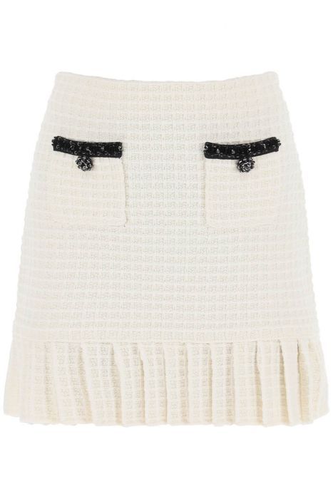 self portrait knitted mini skirt with sequins