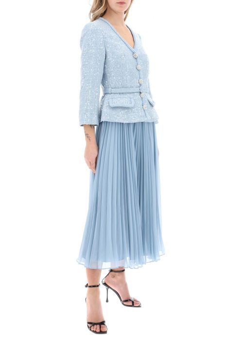 self portrait midi dress with pleated skirt