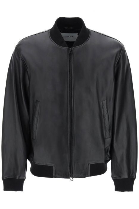 closed leather bomber jacket