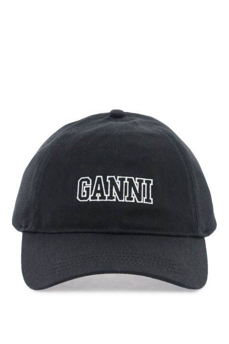 ganni baseball cap with logo embroidery