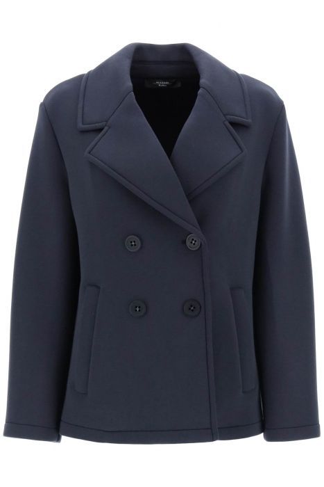 weekend max mara kaya peacoat in piquet jersey