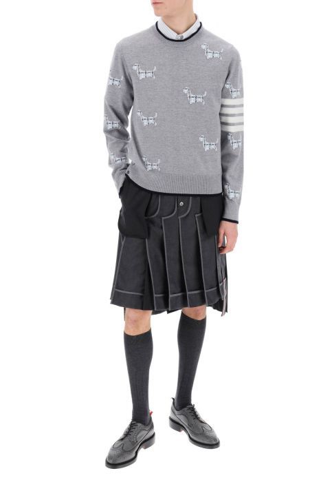 thom browne 4-bar sweater with hector pattern