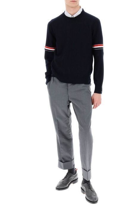 thom browne crew-neck sweater with tricolor intarsia