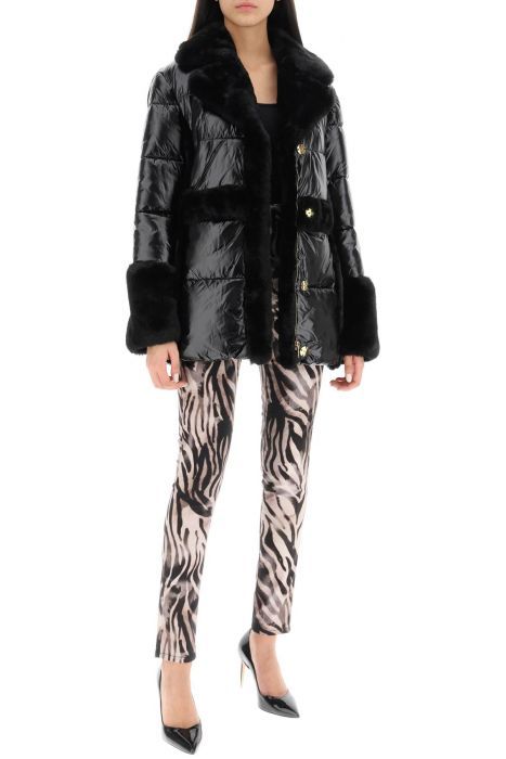 marciano by guess puffer jacket with faux fur details