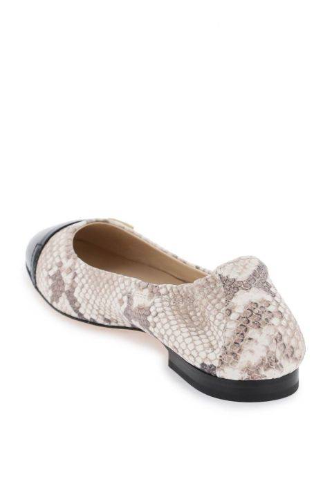 tod's snake-printed leather ballet flats