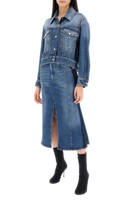 alexander mcqueen gonna midi in denim washed