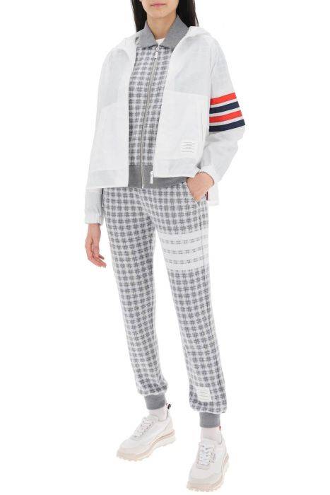 thom browne 4-bar joggers in check knit