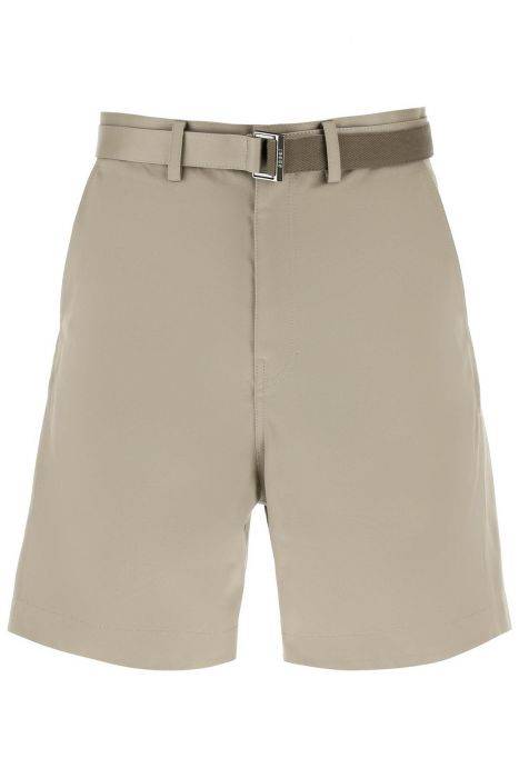 sacai cotton belted shorts
