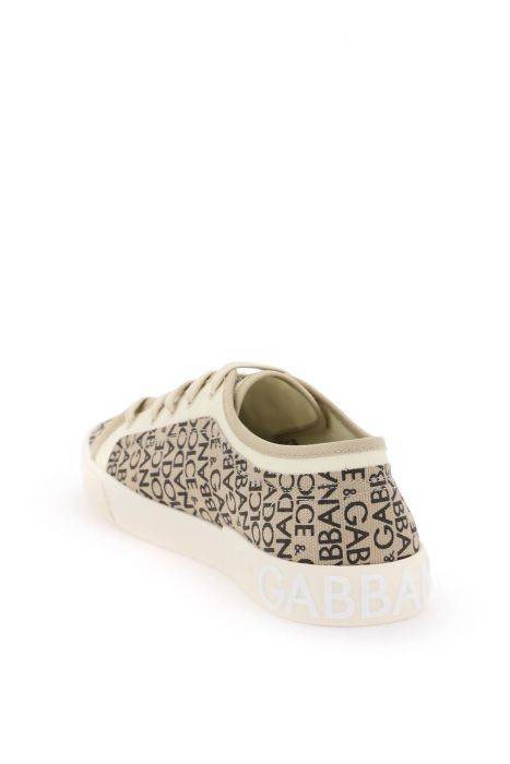 dolce & gabbana portofino vintage printed canvas sneakers