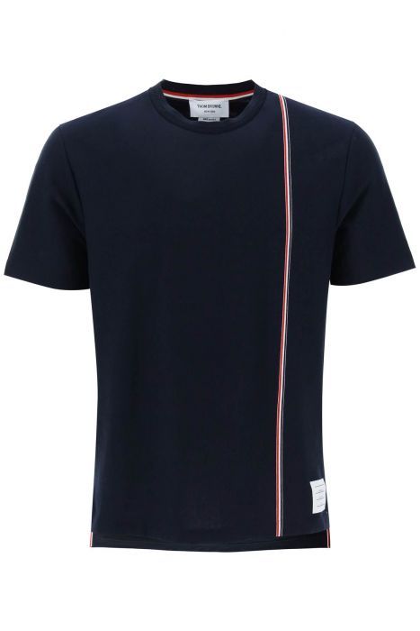 thom browne crewneck t-shirt with tricolor intarsia