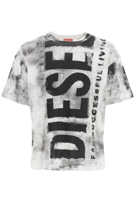 diesel t-shirt stampata con maxi logo