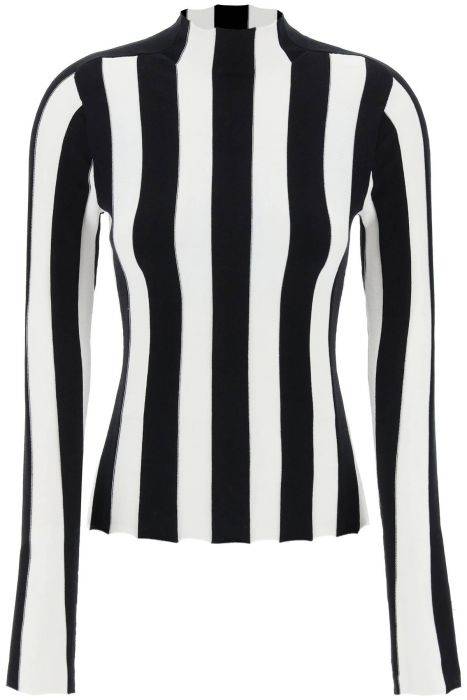 interior ridley striped funnel-neck sweater