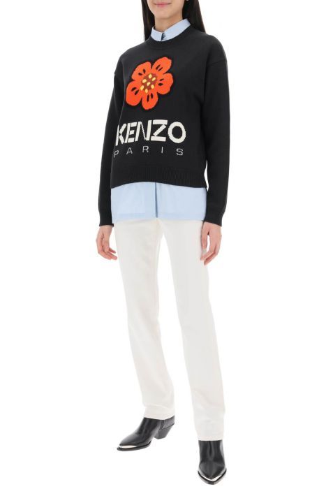 kenzo bokè flower sweater in organic cotton