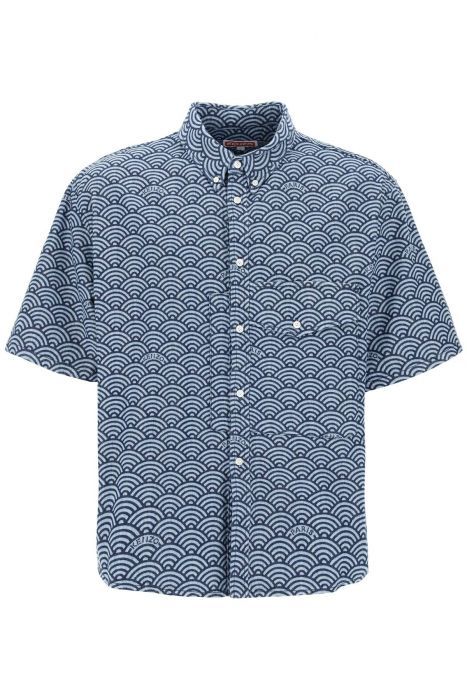 kenzo camicia a maniche corte in denim seigaiha