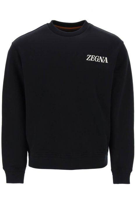 zegna crewneck sweatshirt with rubberized logo