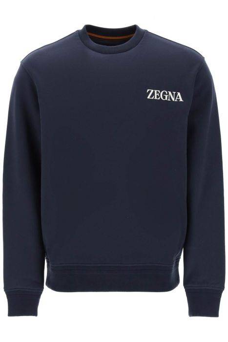 zegna crewneck sweatshirt with rubberized logo