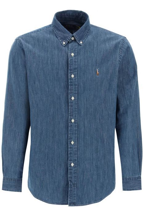 polo ralph lauren camicia button-down in denim leggero