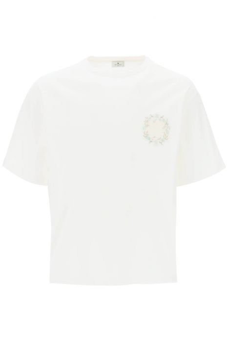 etro t-shirt con ricamo pegaso floreale