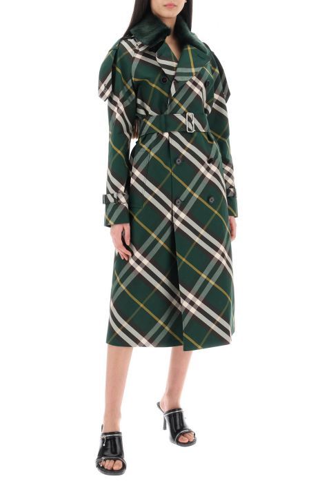 burberry kensington trench coat with check pattern