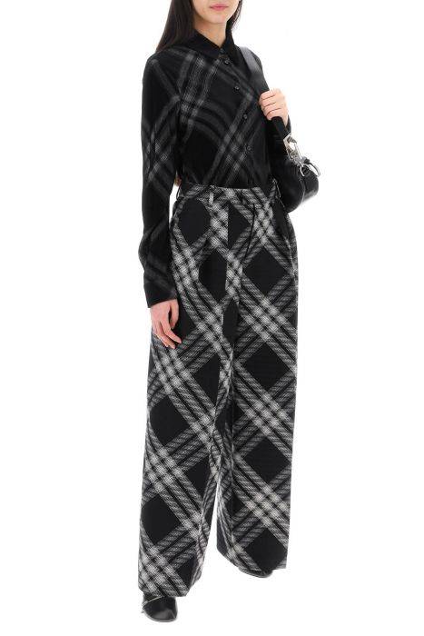burberry double pleated checkered palazzo pants