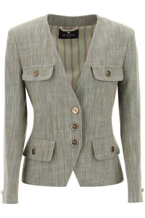 etro fitted jacket with padded shoulders