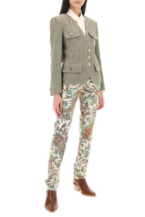 etro fitted jacket with padded shoulders