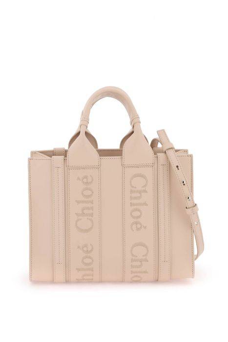 chloe' woody leather tote bag